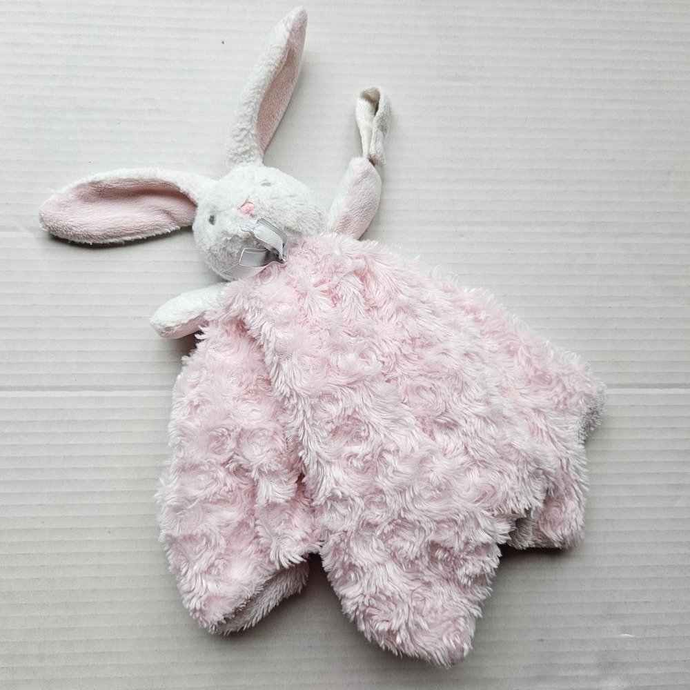 Blankets & Beyond Pink Bunny Rabbit Swirl Faux Fur Security Blanket Lovey Plush